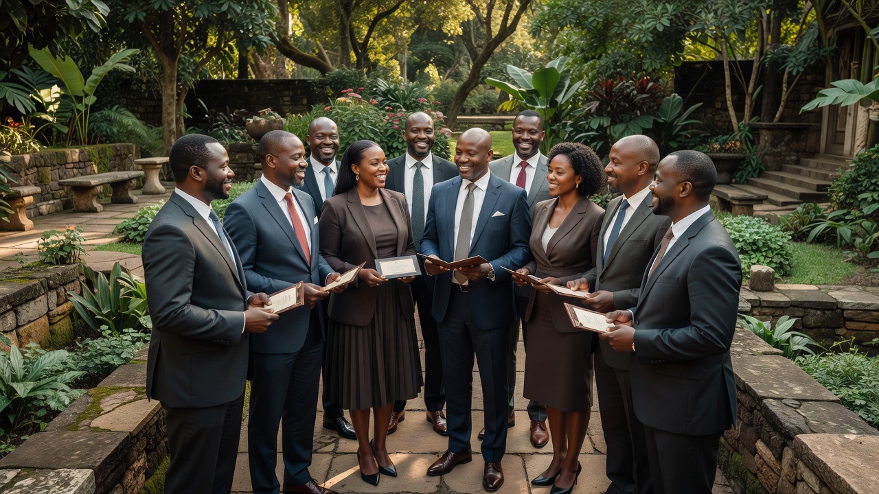 Sea Stone Garden team celebrating a successful training programme in Kampala, Uganda