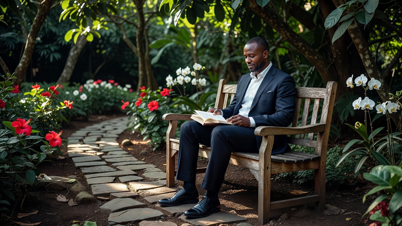 Professional reading and reflecting on leadership materials in Uganda