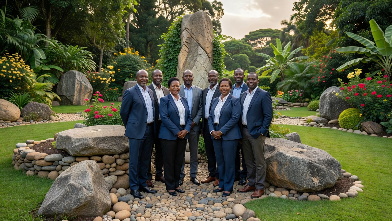 The Sea Stone Garden Consulting team gathered at their Kampala office