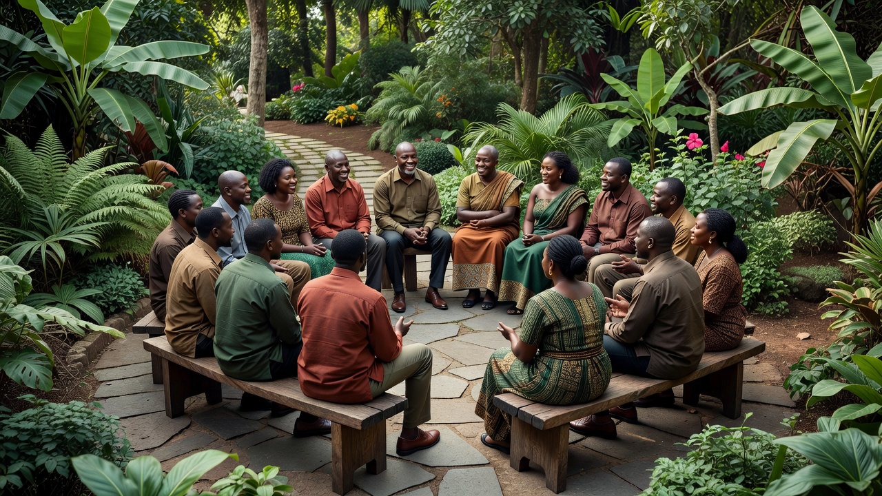 Sea Stone Garden coaching team in collaborative garden session, Kampala