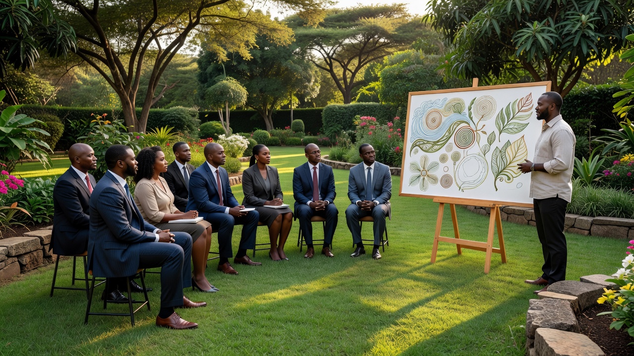 Sea Stone Garden outdoor training session in a natural Ugandan setting